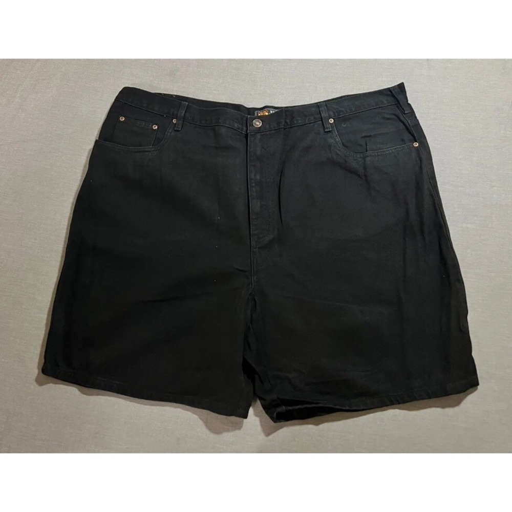 Route 66 Relaxed Shorts Mens 46 Black Denim‎ Pocketed Belted Button Men.